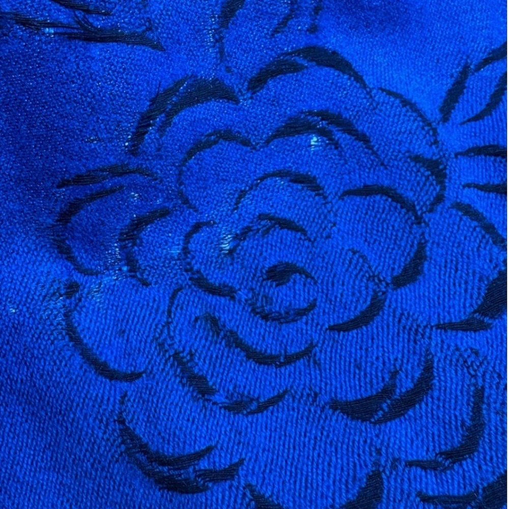 Vintage Christian Dior Echarpes 100% Merino Wool‎ Blue Rose Scarf West Germany - Picture 5 of 15